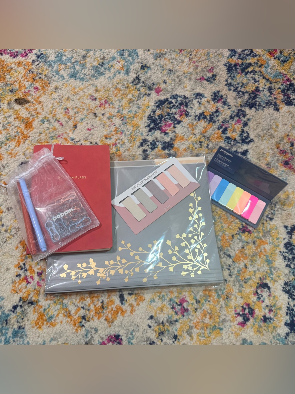Stationary Bundle - 6 items! Folders, pens, paper clips, bookmarks, sticky notes